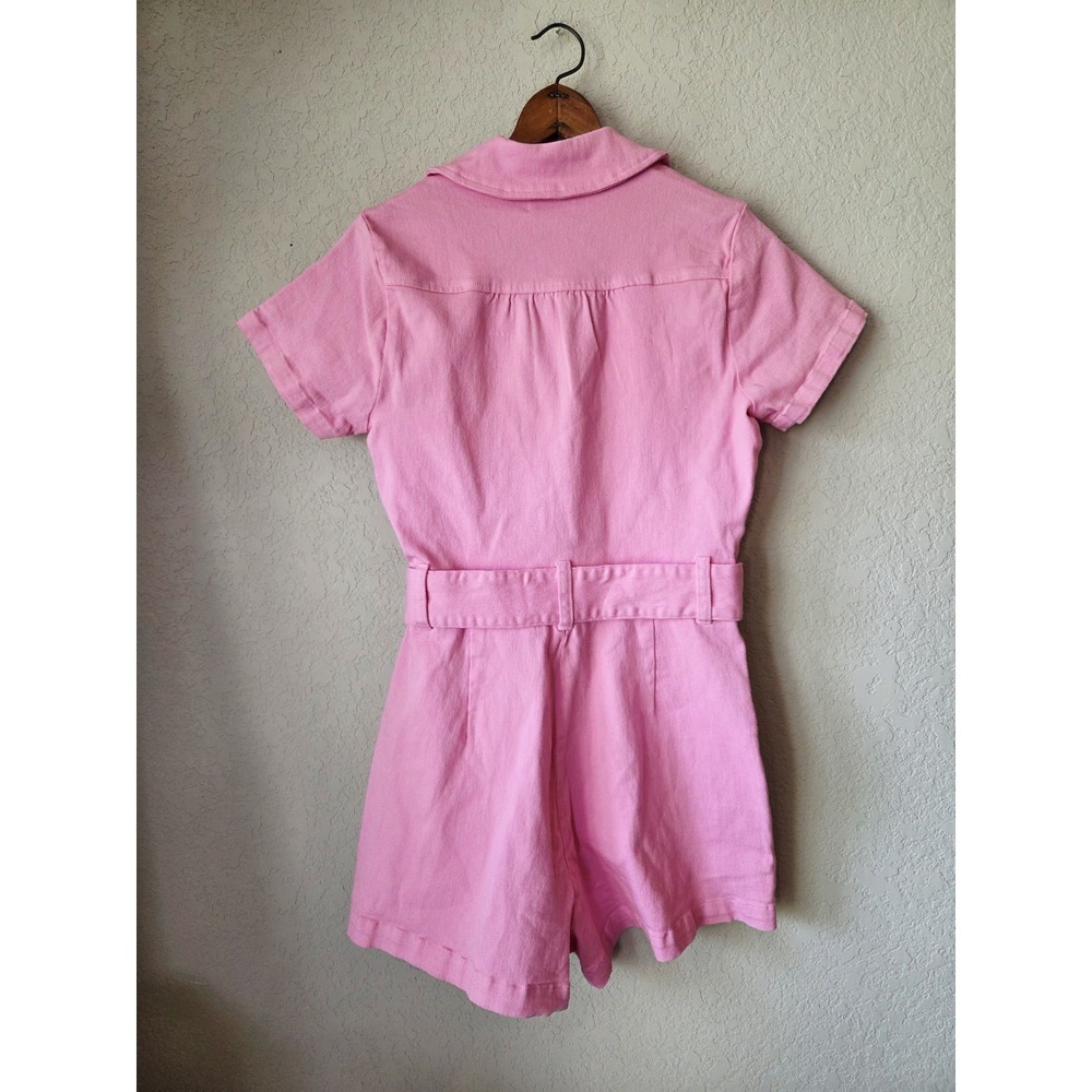Show Me Your MuMu Pink Short Sleeve Belted Romper - Picture 3 of 6